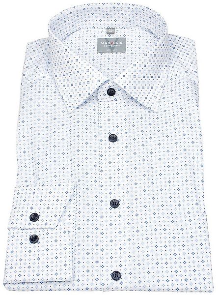 MARVELIS Langarmhemd Comfort Fit bügelfrei Kentkragen Kontrastknöpfe günstig online kaufen