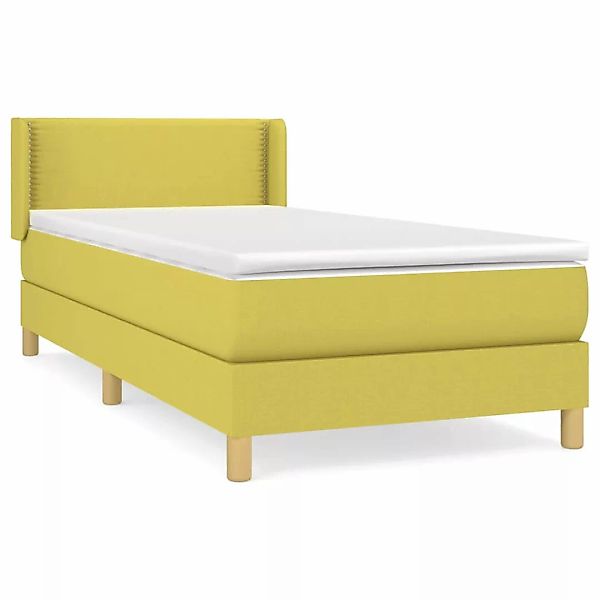 vidaXL Boxspringbett Boxspringbett mit Matratze Grün 100x200 cm Stoff Bett günstig online kaufen