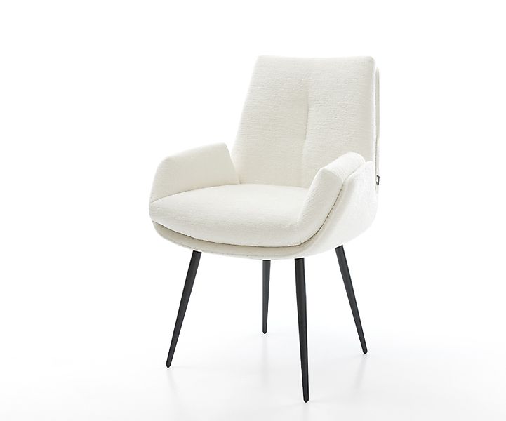 Esszimmerstuhl Clea-Flex Bouclé Soft Beige 4-Fuß konisch Schwarz günstig online kaufen