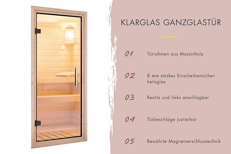 Karibu Sauna »"Leona" mit Klarglastür naturbelassen«, aus hochwertiger nord günstig online kaufen