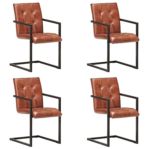 vidaXL Freischwinger 4 Stk Braun Echtleder 3059815 günstig online kaufen