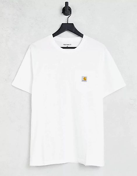 Carhartt WIP – Weißes T-Shirt mit Tasche günstig online kaufen