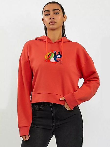 Freshlions Hoodie Freshlions Hooded Crop Sweatshirt Love Embroidery rot XL günstig online kaufen