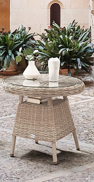 Destiny Gartentisch "MALAGA", Ø: 60cm x H: 55cm, Aluminium, Polyrattan günstig online kaufen