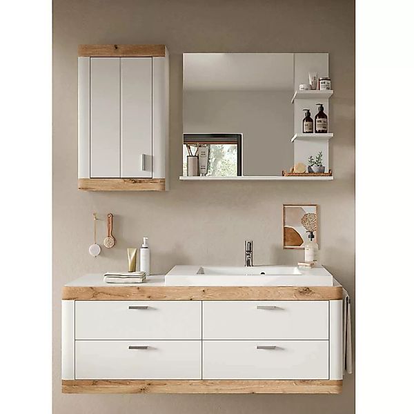 Badmöbel mit Waschbecken in modernem Design 133 cm breit (dreiteilig) günstig online kaufen