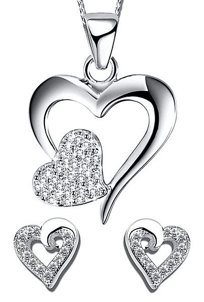 Limana Schmuckset Herz Kette mit Ohrringe 925 Silber Herzkette Ohrstecker S günstig online kaufen