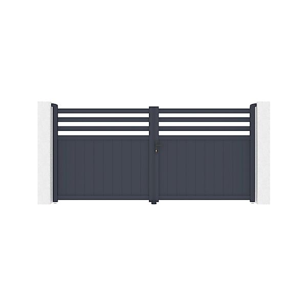 Casanoov Drehtor Nevis 340x160cm Aluminium Grau & Bunker B500 Motorisierung günstig online kaufen