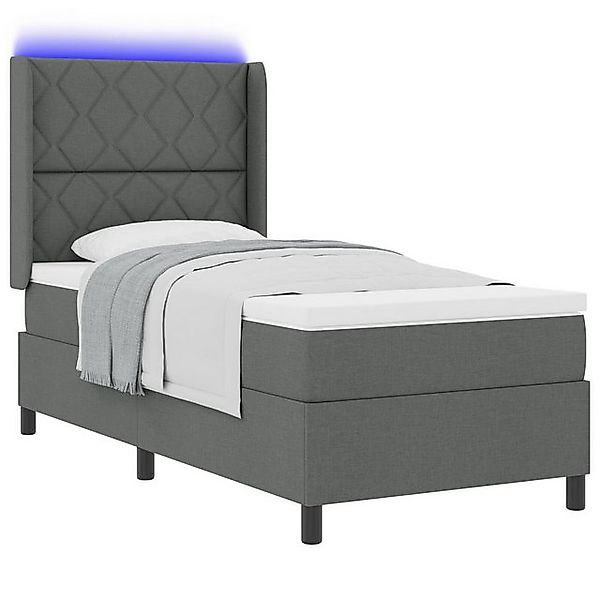 vidaXL Bett LED Boxspringbett mit Matratze Dunkelgrau 90x200 cm Stoff (1-tl günstig online kaufen
