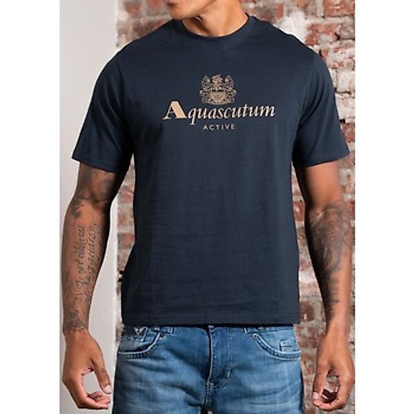 Aquascutum  T-Shirts & Poloshirts Big logo t-shirt - navy günstig online kaufen
