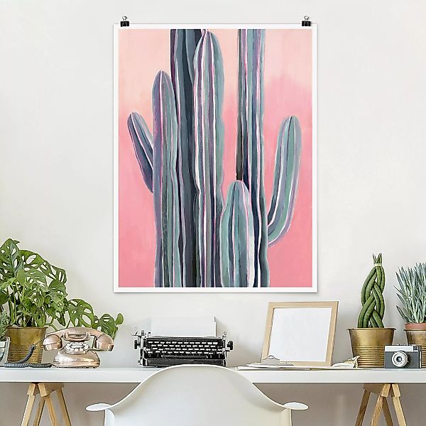Poster Kaktus auf Rosa I günstig online kaufen
