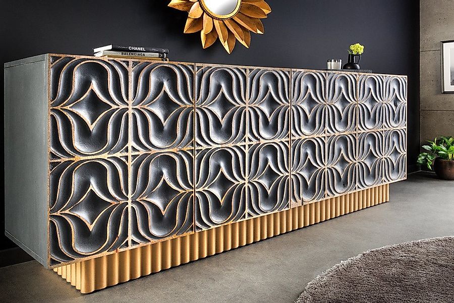 riess-ambiente Sideboard PIAZZA SAN MARCO 180cm grau / gold (Einzelartikel, günstig online kaufen