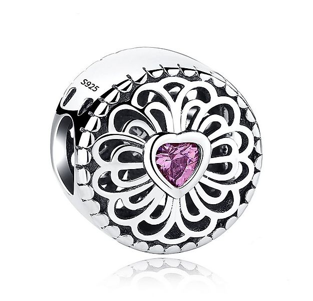 PANDACHARMS Bead Herz im Strahlenkranz Pink Charm für Charm Armband, Silber günstig online kaufen