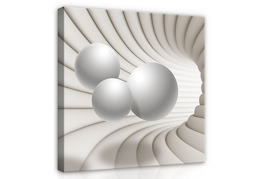 Wallarena Leinwandbild Abstrakt 3D Effekt Kugeln Beige Wandbilder Wand Deko günstig online kaufen