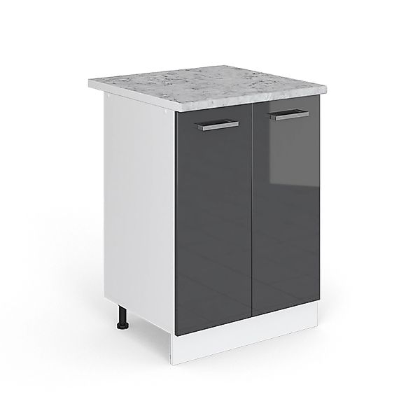 Vicco Küchenunterschrank R-Line Anthrazit Hochglanz/Weiß 60 cm AP Marmor günstig online kaufen