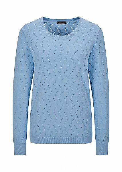 GOLDNER Rundhalspullover "Kurzgröße Baumwollpullover mit Zick-Zack-Muster" günstig online kaufen