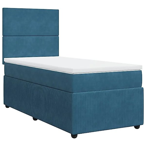 vidaXL Boxspringbett mit Matratze Blau 90x190 cm Samt 3294512 günstig online kaufen