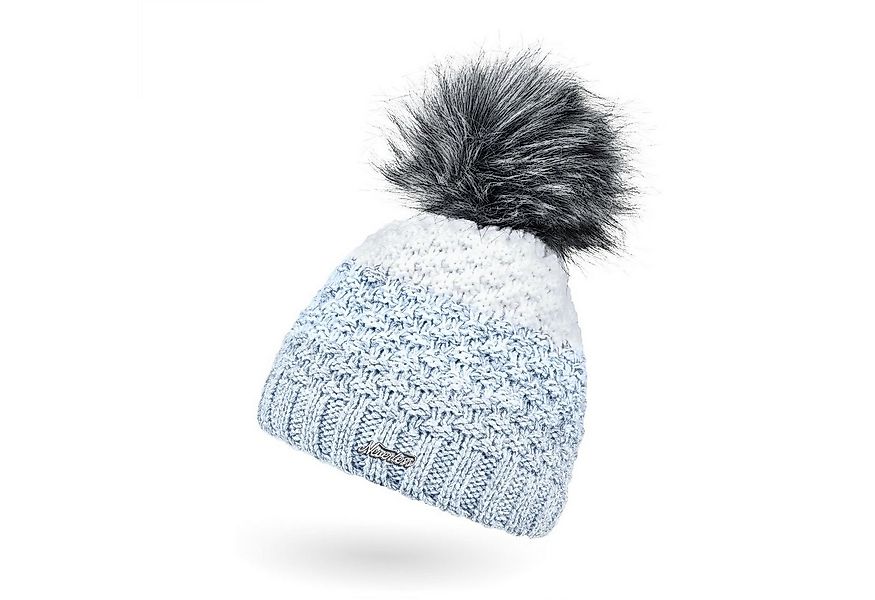 Neverless Bommelmütze Damen Strick-Mütze gefüttert Fleece-Innenfutter Fell- günstig online kaufen