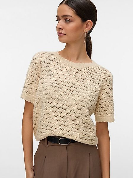 Vero Moda Stricktop VMJAQUELINE SS O-NECK TOP BOO mit zartem Muster günstig online kaufen