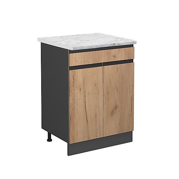 Vicco Küchenunterschrank R-Line Goldkraft Eiche/Anthrazit 60 cm AP Marmor günstig online kaufen