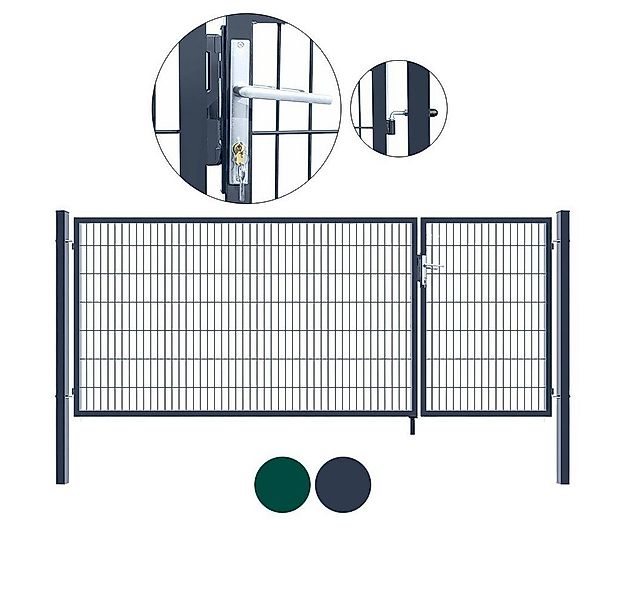 HOME DELUXE Gartentor Doppelflügel Gartentor ADITUS - Grün günstig online kaufen