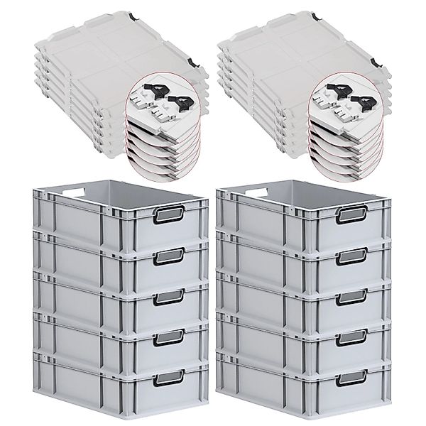 PROREGAL SuperSparSet 10x Eurobox Nextgen Color Mit Scharnierdeckel HxBxT 1 günstig online kaufen