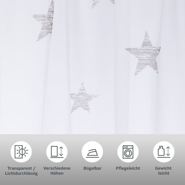 my home Gardine "Stern" Kräuselband 1 Stk. tlg. Voile, Polyester günstig online kaufen