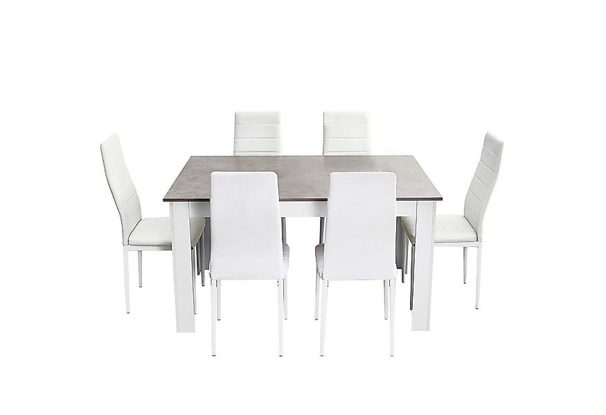 Mondeer Essgruppe Esszimmergruppe (Set, 7-tlg), mit 6 weiß Stühlen günstig online kaufen