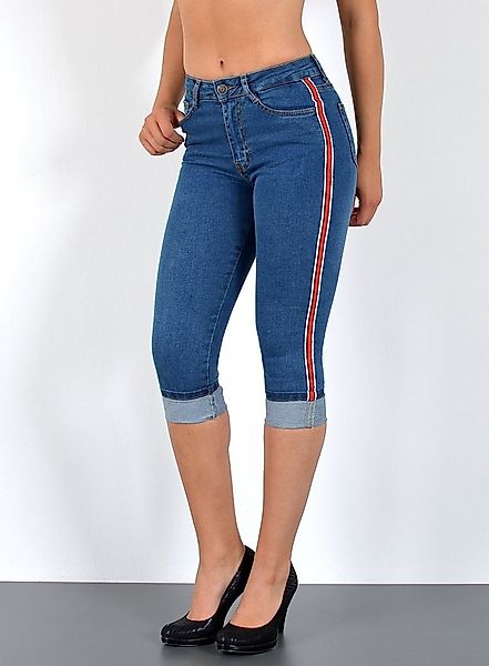 ESRA Caprijeans 3/4 Jeans Hose Capri Jeans mit Seitenstreifen Caprihose Dam günstig online kaufen