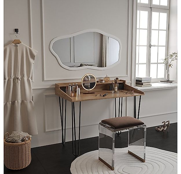 Vicco Schminktisch Sannar, Eiche/Schwarz, 110 cm mit Schubladen günstig online kaufen