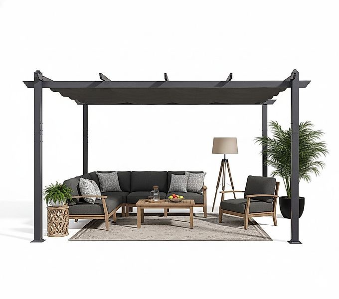 PURPLE LEAF Pergola Aluminium Pavillon mit Schiebedach, Wasserdichte Pergol günstig online kaufen
