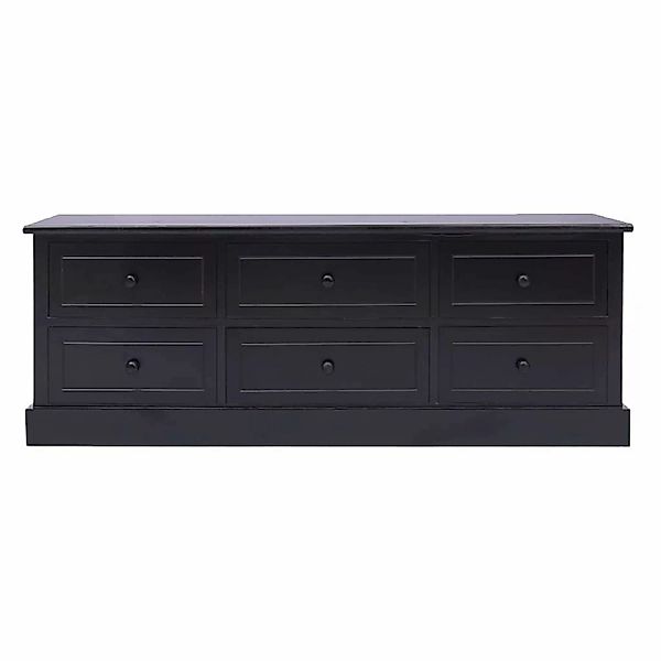 vidaXL TV-Schrank Schwarz 108x30x40 cm Massivholz Paulownia günstig online kaufen
