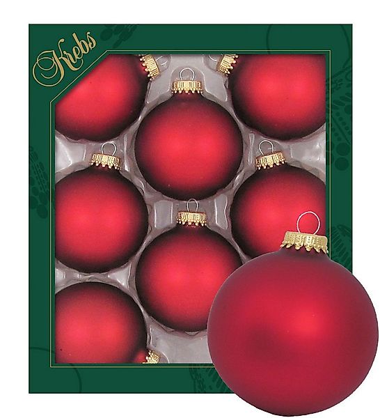 Krebs Glas Lauscha Christbaumschmuck Glaskugel Set - Satin-Rot - 8 Stück je günstig online kaufen