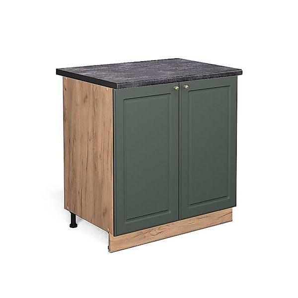 Vicco Spülenunterschrank Fame-Line Grün-Gold Landhaus/Goldkraft Eiche 80 cm günstig online kaufen