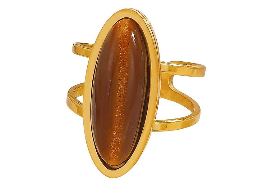 KARMA Fingerring Damenring Gold Stein Braun od. Weiß Ring Edelstahl vergold günstig online kaufen