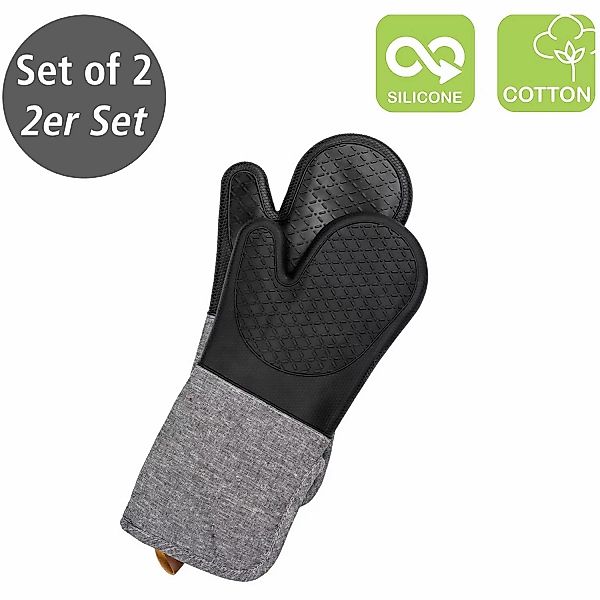 Wenko Topfhandschuhe Ada 2er-Set Silikon-Handflächen Schwarz günstig online kaufen