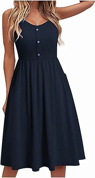 BlauWave A-Linien-Kleid Sommerkleid Damen (1-tlg., A-Linien Knopf Kleid Mid günstig online kaufen