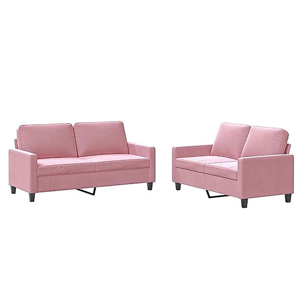 vidaXL 2-Tlg Sofagarnitur mit Kissen Rosa Samt 3201499 günstig online kaufen