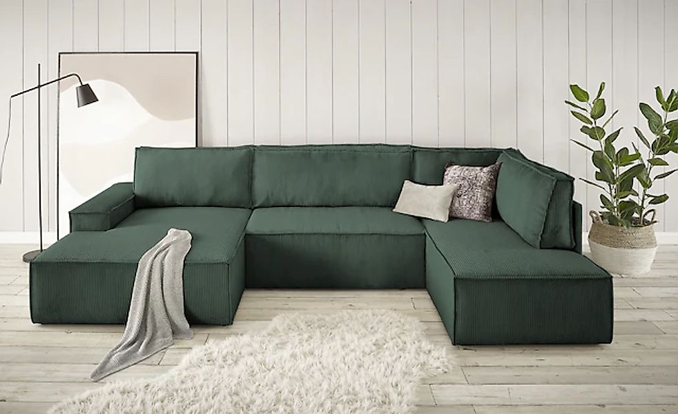 Home affaire Wohnlandschaft "SHERWOOD 329 cm, U-Form, Schlafsofa," Schlaffu günstig online kaufen