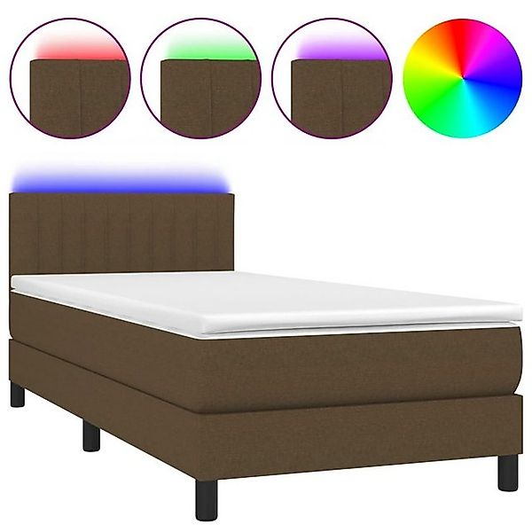 vidaXL Boxspringbett Boxspringbett mit Matratze LED Dunkelbraun 100x200 cm günstig online kaufen