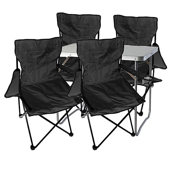 Mojawo Essgruppe 5-teiliges Campingmöbel Set Schwarz günstig online kaufen