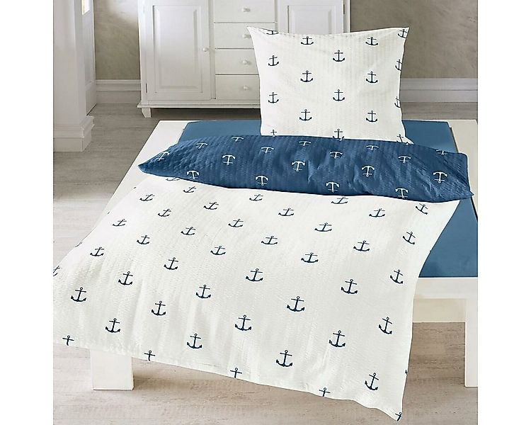 TRAUMSCHLAF Bettwäsche Anker, Seersucker, 2 teilig, maritimes Design in büg günstig online kaufen