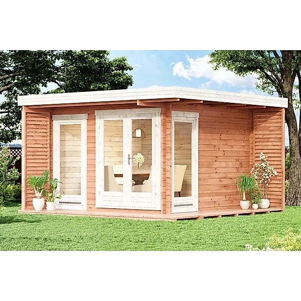 Alpholz Gartenhaus Cube-4 Flachdach 400 cm x 400 cm Braun günstig online kaufen