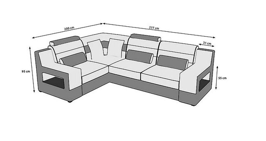 JVmoebel Ecksofa Ecksofa Garnitur Textil Stoff Leder Sofas Wohnlandschaft S günstig online kaufen