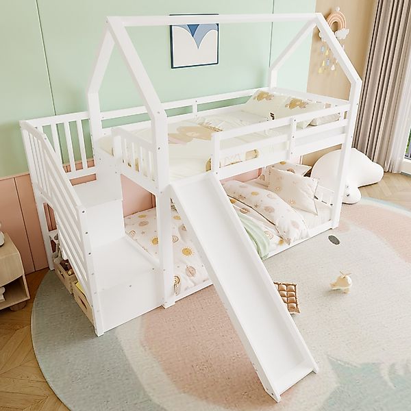 STILVORA Etagenbett 90x200 Kinderbett mit Rutsche,Hausbett günstig online kaufen