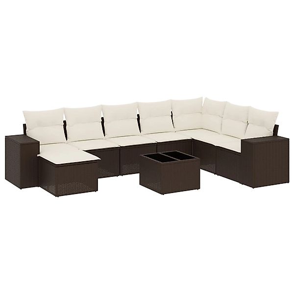 vidaXL 9-Tlg Garten-Sofagarnitur mit Kissen Braun Poly Rattan 3255310 günstig online kaufen