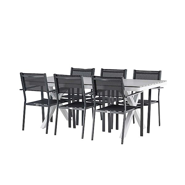 ebuy24 Garcia Gartenset Tisch 100x200cm Grau 6 Stühle Copacabana Schwarz günstig online kaufen
