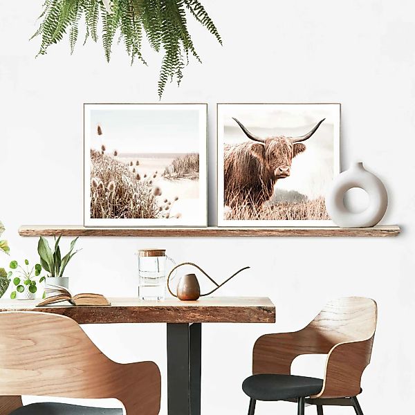Reinders! Wandbild »Freie Natur Highlander - Kuh - Heide - Strand - Ruhe«, günstig online kaufen