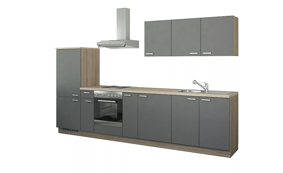 Küchenzeile mit Elektrogeräten - grau - 330 cm - Küchen > Küchenblöcke mit günstig online kaufen
