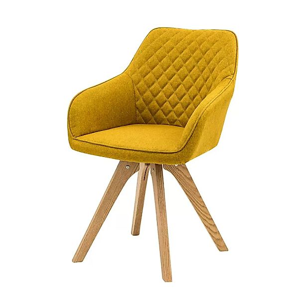 Armlehnenstühle in Gelb Webstoff Eiche Massivholzgestell (2er Set) günstig online kaufen