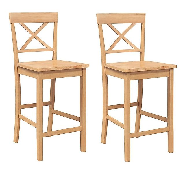 vidaXL Barhocker Barhocker 2 Stk. Natur Massivholz Gummibaum (2 St) günstig online kaufen